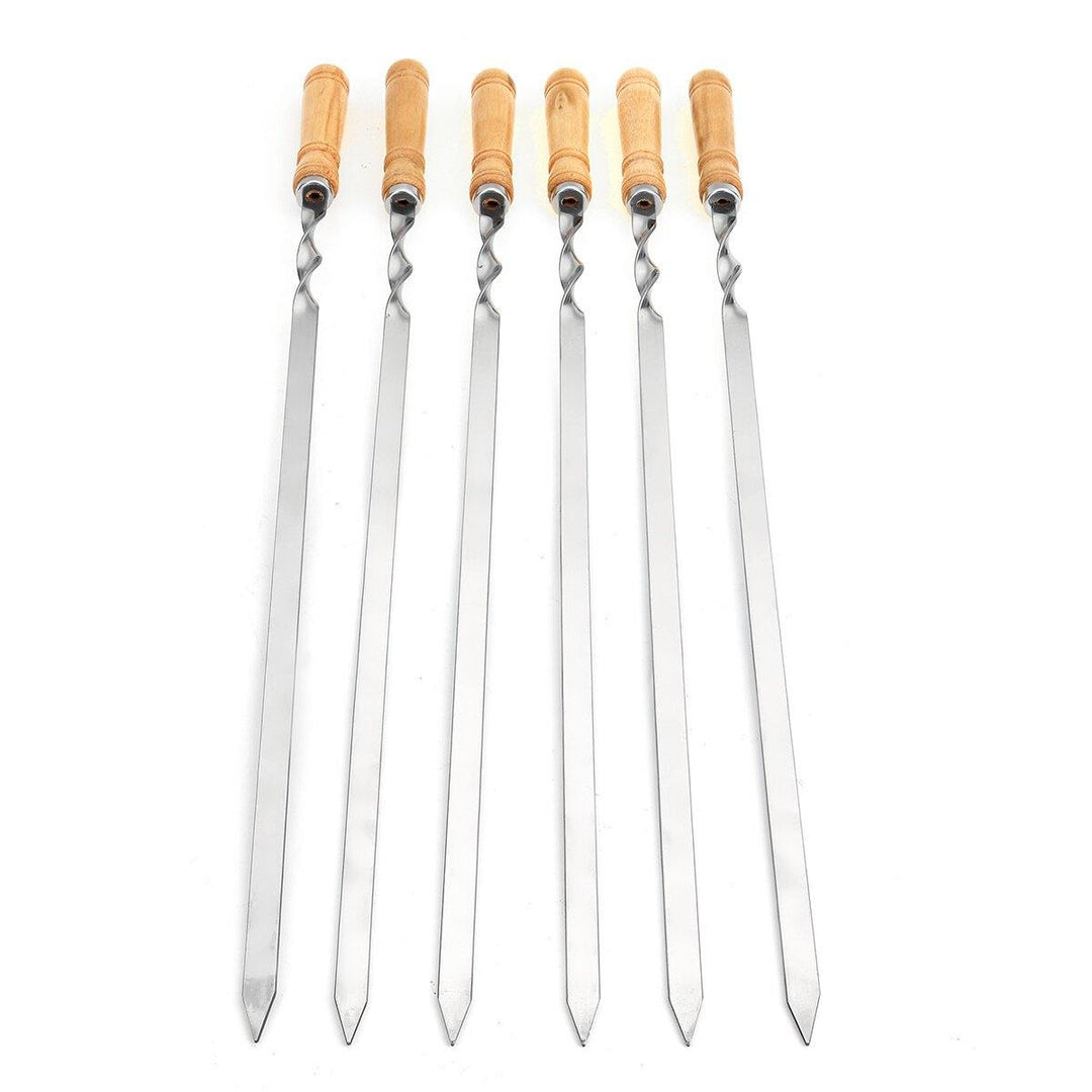 6pcs Stainless Steel Utensils Grilling Kitchen Skewer Stick Barbecue Fork BBQ Tool - Trendha