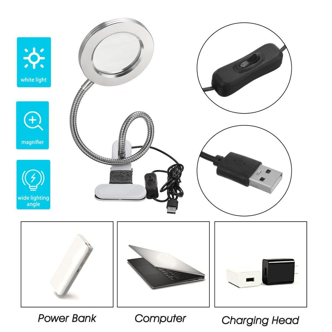 USB LED Magnifying Glass Desk Lighting 8X Magnifier Lamp Bendable Beauty Makeup Tattoo Light Reading - Trendha