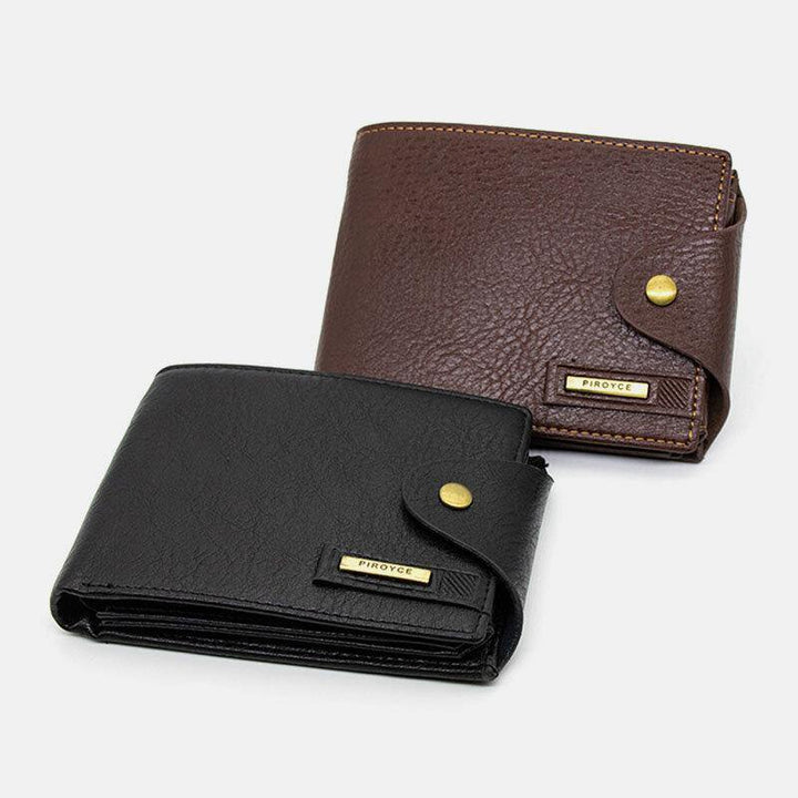 Men PU Leather Trifold Hasp Large Capacity Retro Casual Card Holder Coin Wallet - Trendha
