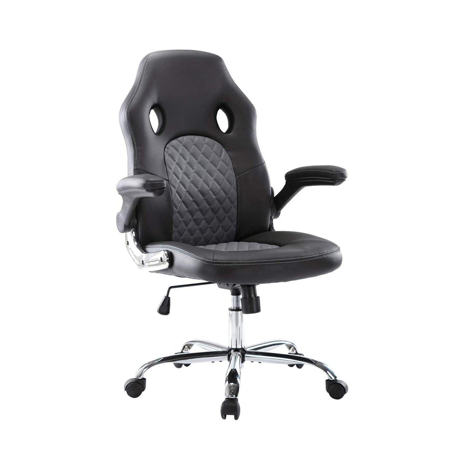 Office Chair, Gaming Chair Bonded Leather, Ergonomic Computer Desk Chair Task Swivel Executive Chairs High Back with Flip-up Armrests and Rolling Casters - Trendha