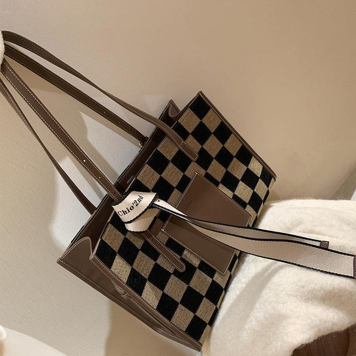 Ladies Fashion Retro Checkered Shoulder Bag - Trendha