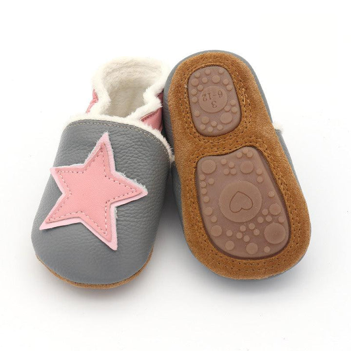 Baby's Genuine Leather Plush Anti-Slip Moccasins - Trendha