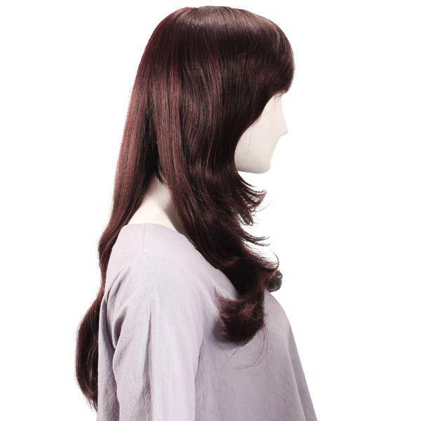Long Charming Side Bang Human Hair Wig Virgin Remy Mono Top Capless - Trendha