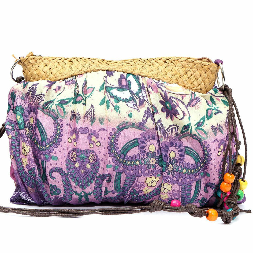 Bohemia Exotic Floral Straw Bag Beach Handbag Crossbody Bag Messenger Weave Strap Cloth - Trendha