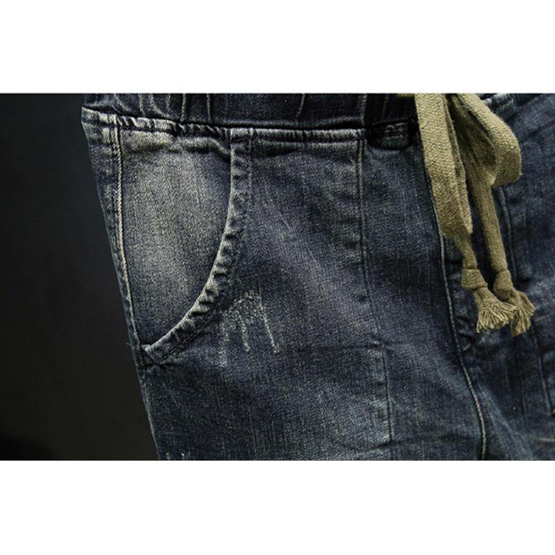 Casual Drawstring Ripped Washed Harem Jeans For Men - Trendha