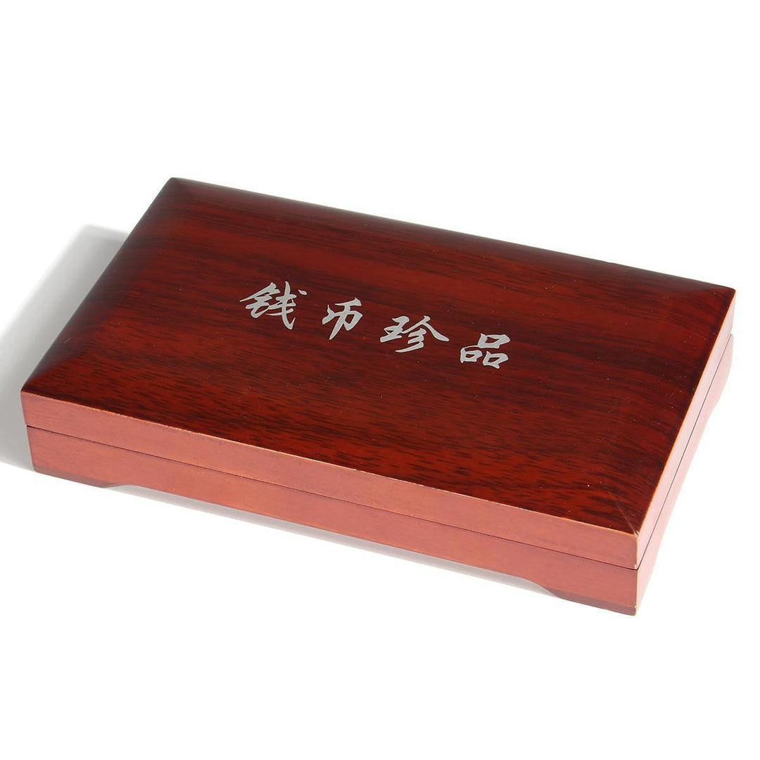 Oak Slab Wood Collection Coin Storage Box Display Holder for 2Pcs 52mm Round Coin - Trendha
