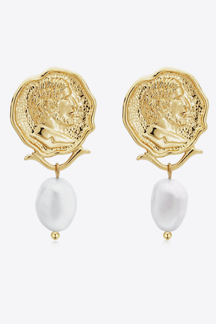Gold-Plated Pearl Drop Earrings - Trendha