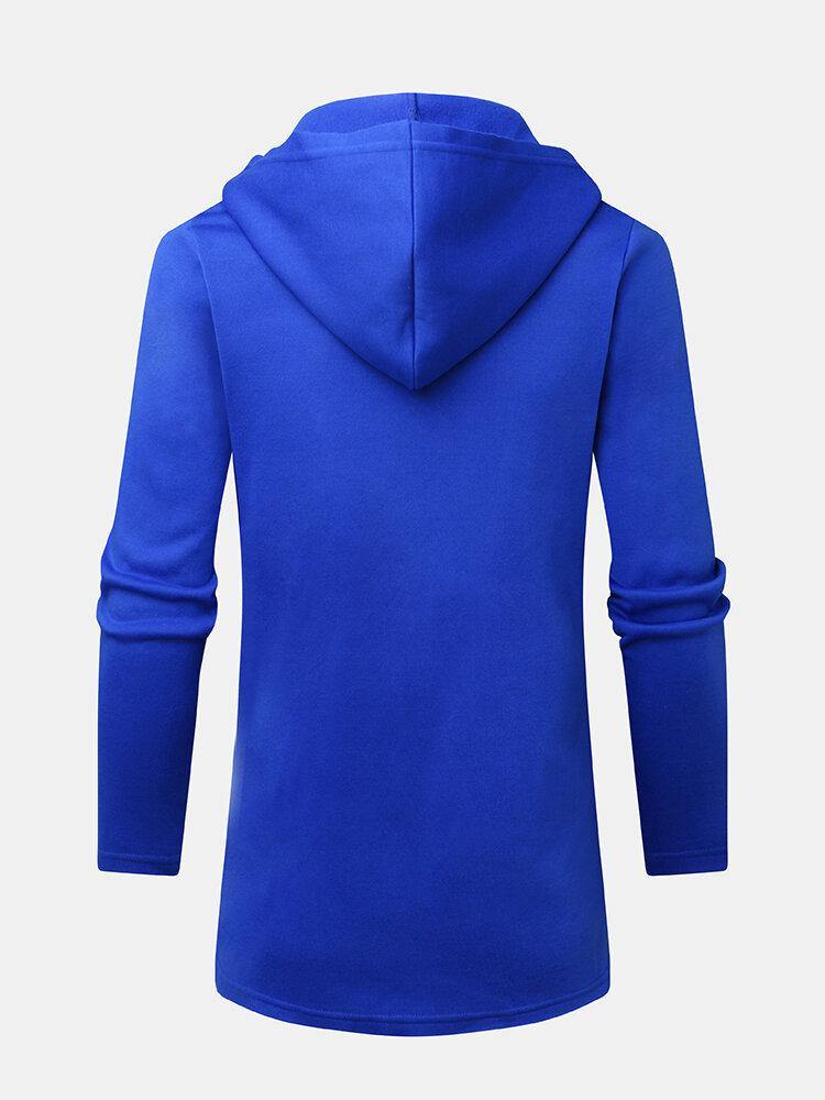 Mens Blue Open Front Long Sleeve Hooded Cardigans - Trendha