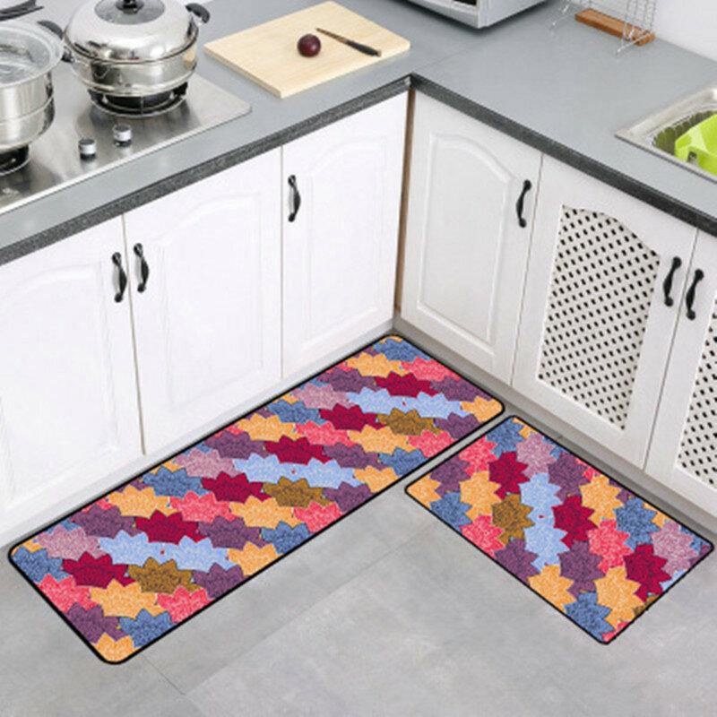 2PCS Carvapet Non-Slip Kitchen Mat Rubber Backing Doormat Runner Rug Set - Trendha