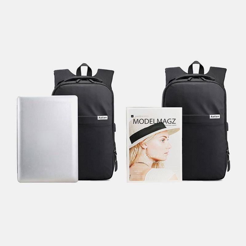 Men USB Charging Outdoor Nylon Travel Waterproof Large Capacity 13 Inch Laptop Bag Travel Bag Backpack - Trendha