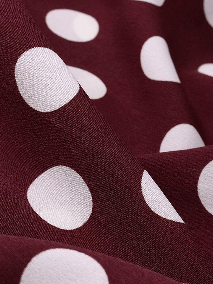 Polka Dot Print High Waist Side Zipper Elegant Loose Maxi Skirts - Trendha
