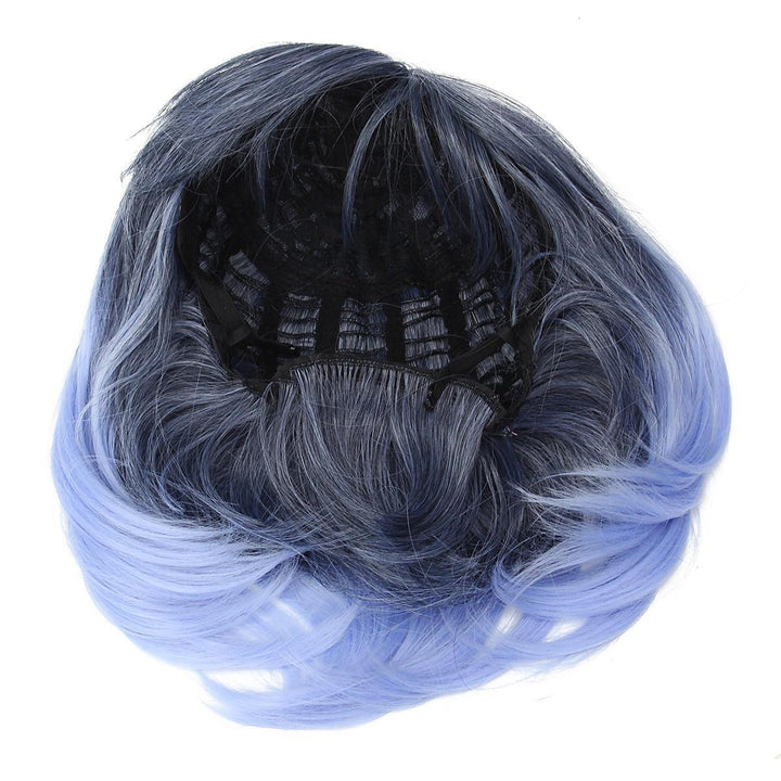 35-40cm Blue Gradient Cosplay Wig Woman Short Curly Hair Anime Natural Role Play Capless - Trendha