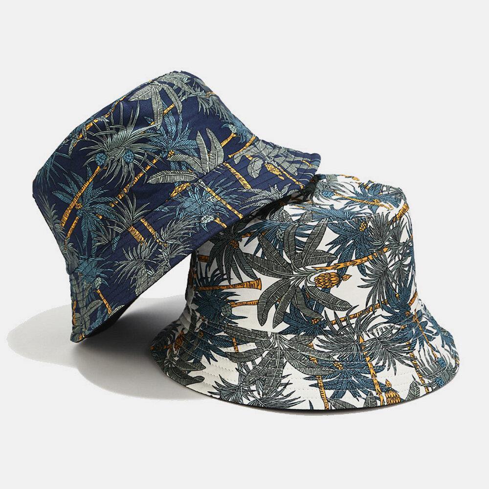 Women & Men Banana Tree Pattern Double-Sided Outdoor Casual Sunshade Bucket Hat - Trendha