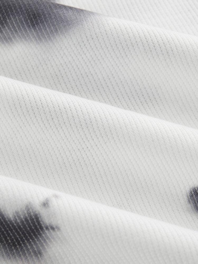White Tie-dye Print Off Shoulder Casual T-shirts - Trendha