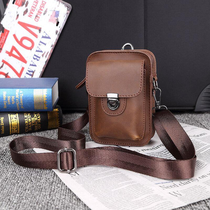 Men Faux Leather Mini Casual Multi-carry Waist Hanging 6.3 Inch Phone Bag Shoulder Crossbody Bag With Belt Loop - Trendha