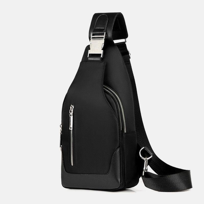 Men Oxford USB Charging Waterproof Casual Outdoor Crossbody Bag Chest Bag Sling Bag - Trendha
