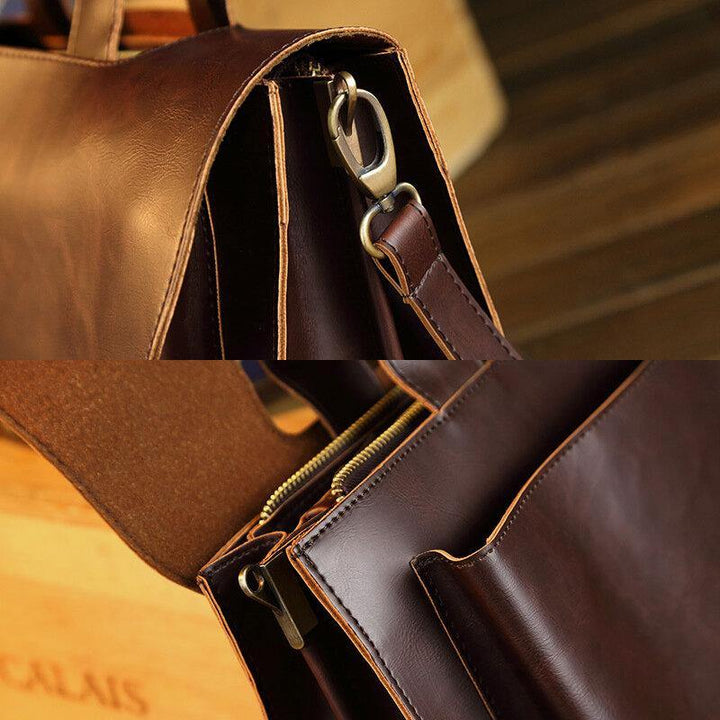 Men Faux Leather Retro 14 Inch Laptop Bag Briefcases Briefcases Messenger Bag Crossbody Bag Handbag - Trendha