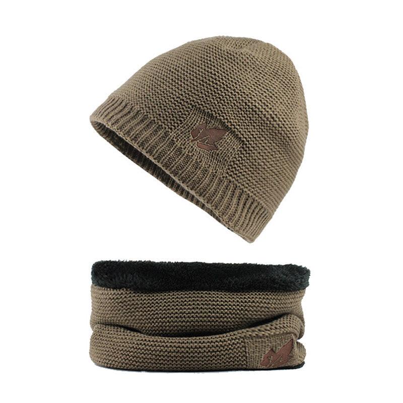 Men Winter Thicken Plus Velvet Knit Hat Scarf Set Outdoor Earmuffs Beanie With Neck Cover - Trendha
