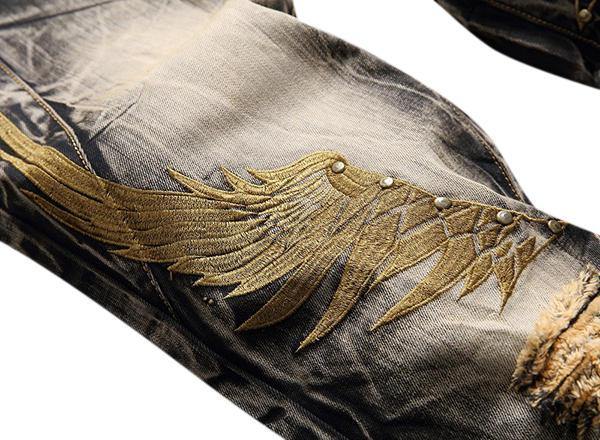 Casual Vintage Holes Embroidered Wings - Trendha