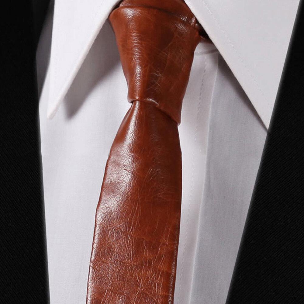 Men Faux Leather Fashion Trend All-match Leather Tie - Trendha