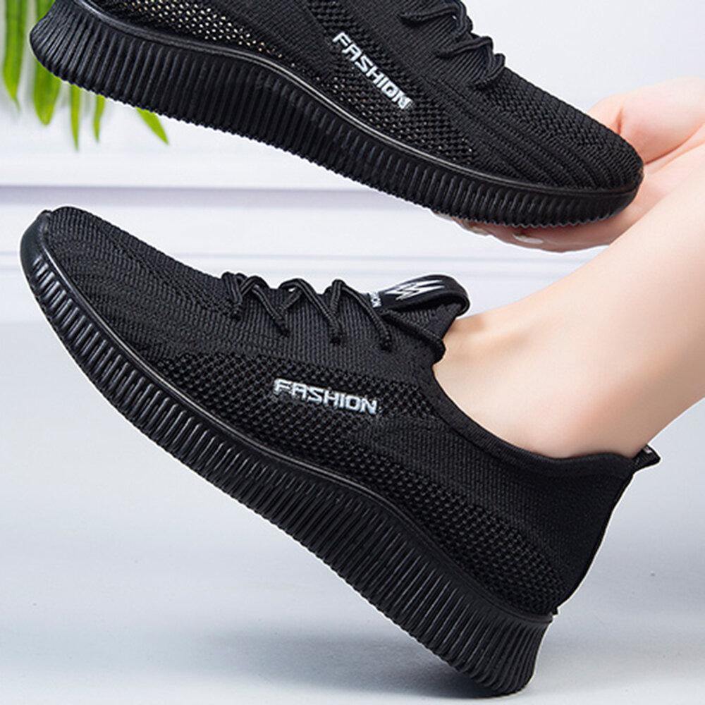 Women Breathable Lace Up Lightweight Casual Sport Shoes - Trendha
