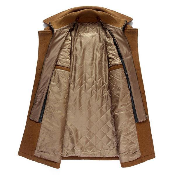 Unique Collar Warm Wool Trench Fashion Zipper Button Jacket - Trendha