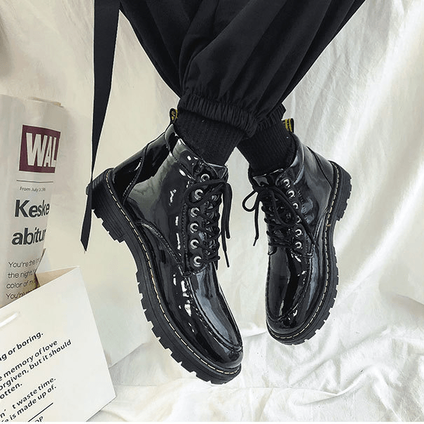 Winter Net Celebrity Same Paragraph Shiny Tooling High-top Shoes And Boots - Trendha
