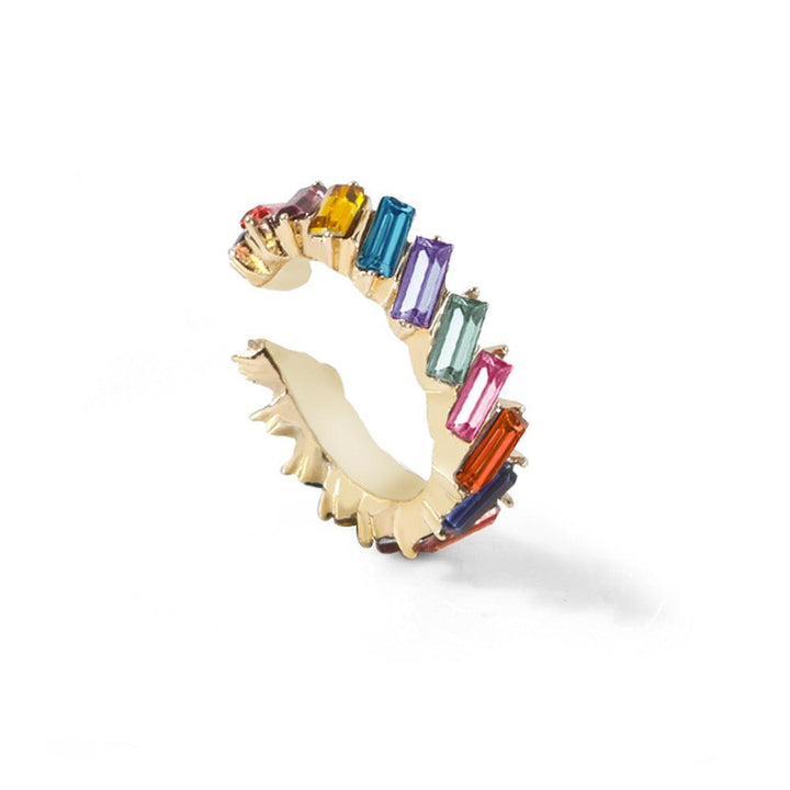 Multicolor glass diamond C-shaped earrings - Trendha