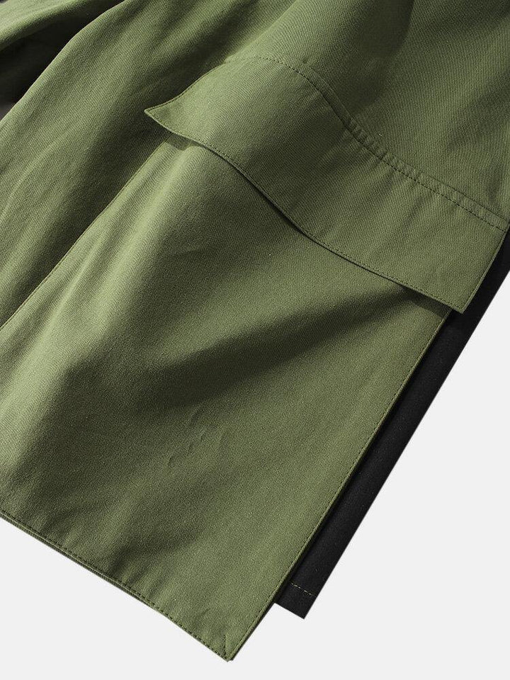 Mens 100% Cotton Multi-pocket Drawstring Elastic Waist Work Shorts - Trendha