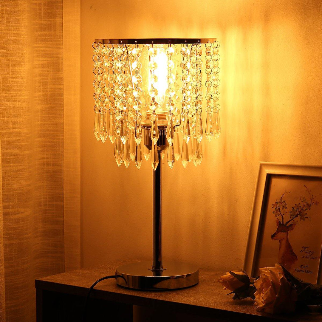 Crystal Table Pendant Lamps Bedroom Modern Wedding Decoration Dimmable Desk Lamp for Bedside Living Room Lighting - Trendha