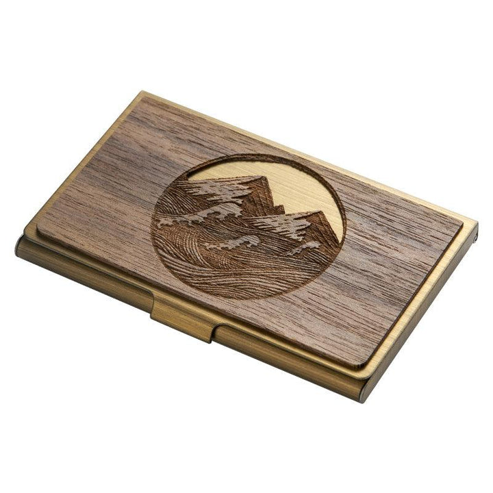 Custom Lettering Creative Stainless Steel Wooden Business Card Case - Trendha
