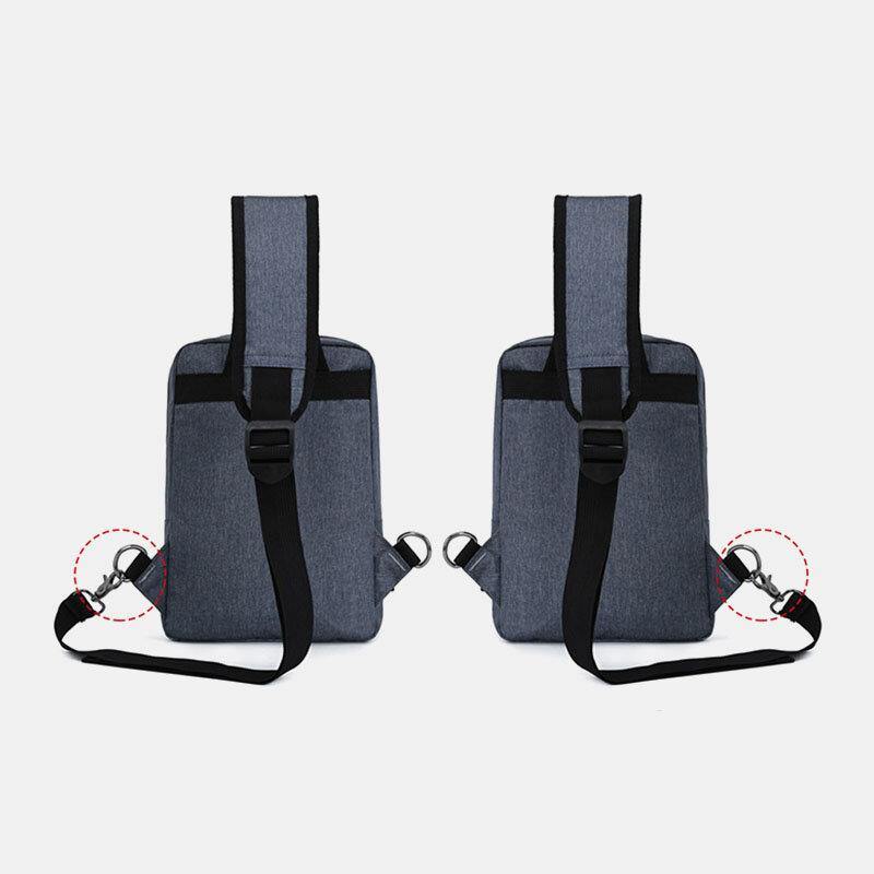 Men Large Capacity USB Chargeable Hole Headphone Hole Waterproof Chest Bags Shoulder Bag Crossbody Bags - Trendha