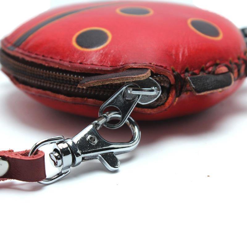 Women Genuine Leather Ladybug Pattem Mini Coins Bag Card Holder Coin Purse - Trendha