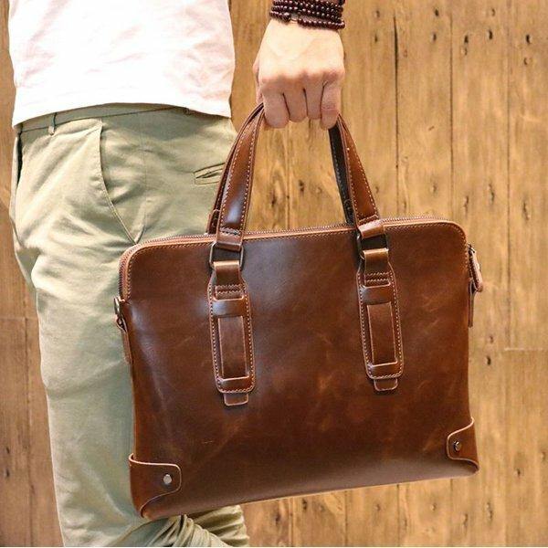 Vintage PU Leather Business Handbag Crossbody Shoulder Bag - Trendha