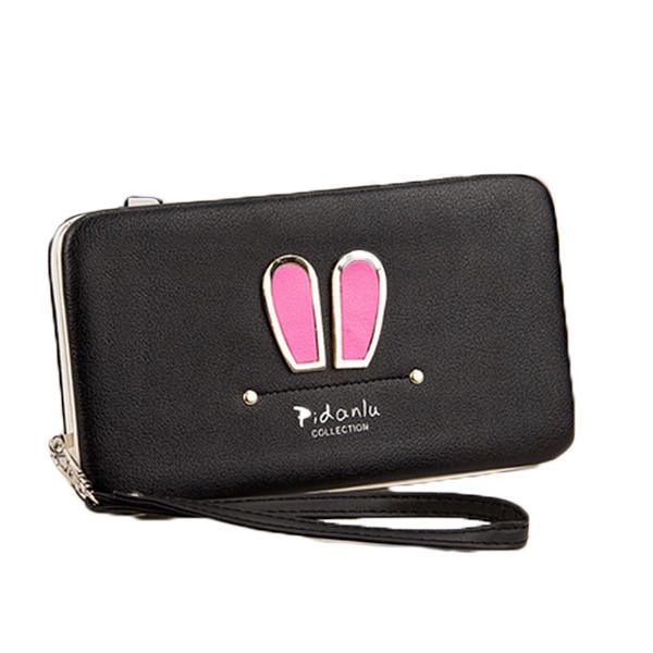 Women Candy Color Rabbit Long Wallet Card Holder Multi-function Phone Case For Iphone Huawei Samsung - Trendha