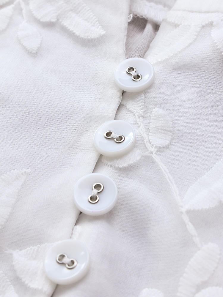 Floral Embroidery V-neck Long Sleeve Irregular Vintage Blouse - Trendha