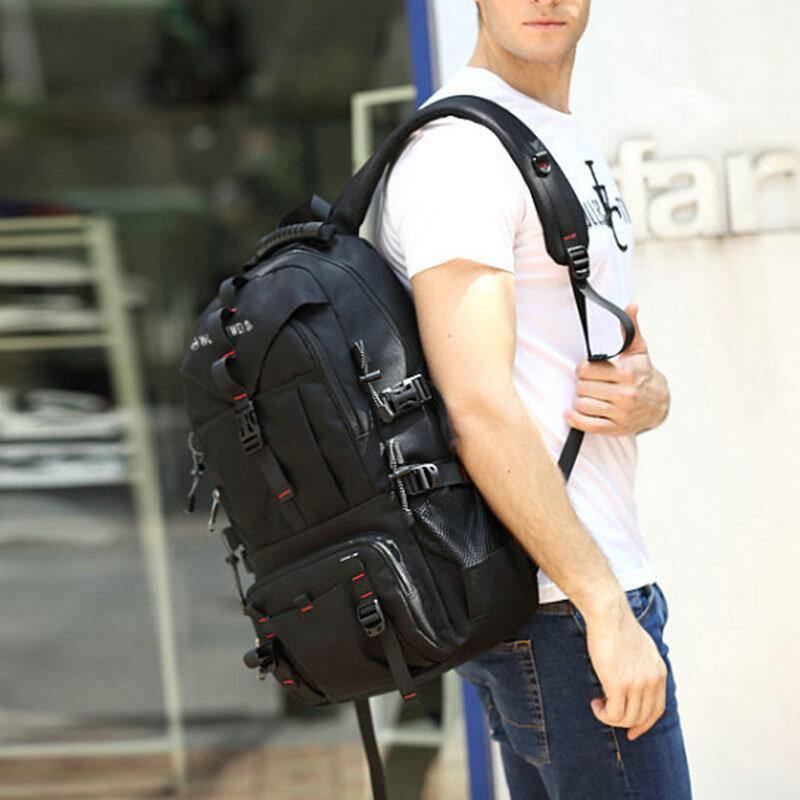 Men Large Capacity Outdoor Waterproof USB Charging Multi-pocket 14 Inch Laptop Bag Travel Climbing Backpack - Trendha