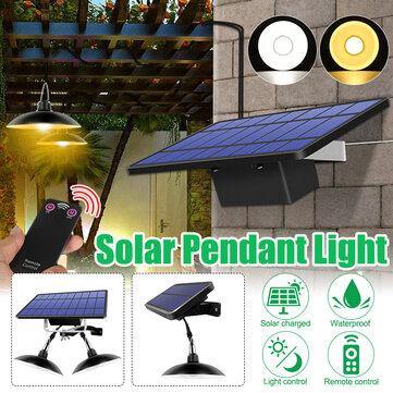 Single/Double Head Solar Powered Pendant Light LED Shed Lamp Outdoor Camping Home Garden Yard Decor - Trendha