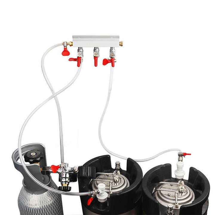 2 Way CO2 Gas Distribution Block Manifold with 7mm Hose Barbs Home Brewing Draft Beer Dispense Keg Wine Making - Trendha
