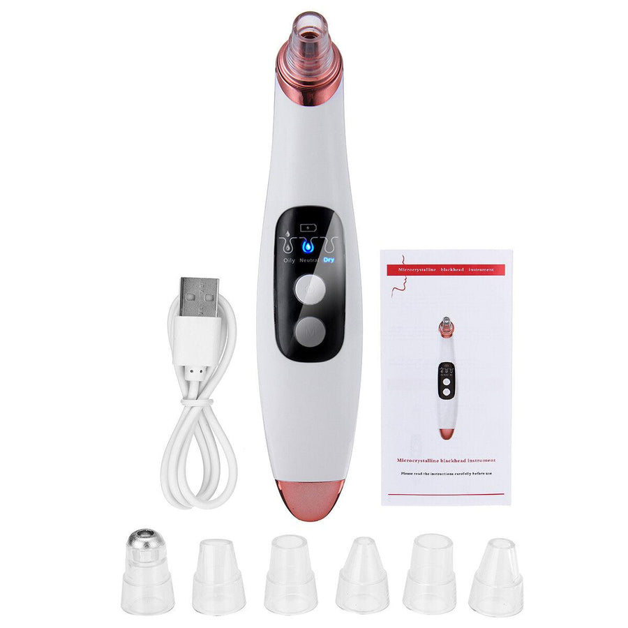 Blackhead Remover Pore Vacuum USB Rechargeable Electric Blackhead Suction Pore Cleaner with LED Display Electric Facial Renoval with 4 Replacement Probes & 3 Modes - Trendha