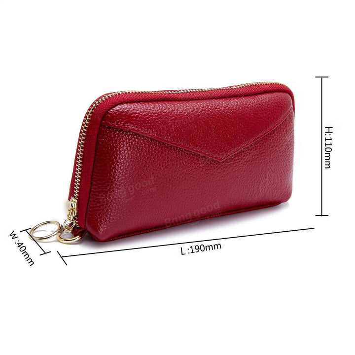 Women Genuine Leather Clutch Bag Zipper Long Wallet Two Fold Purse - Trendha