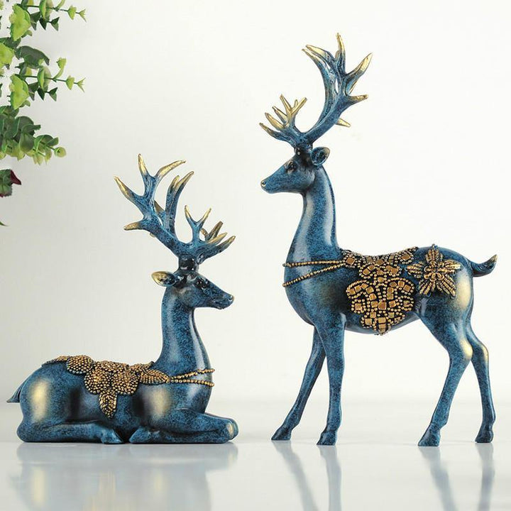 Nordic Style Resin Elk Figurines Furnishing Articles Originality Family Room Home Decorations - Trendha