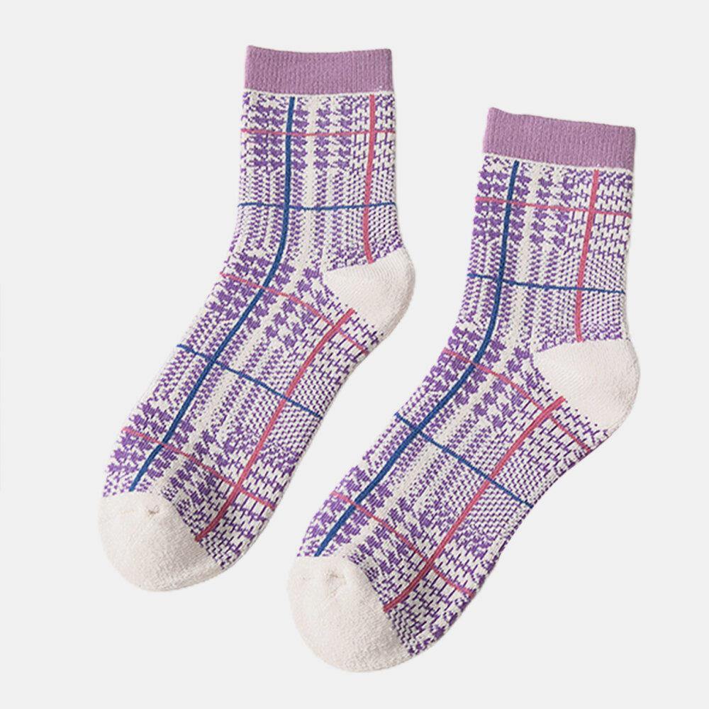 Women Cotton Thick Embroidery Multi Pattern Cute Casual Warm Tube Socks - Trendha