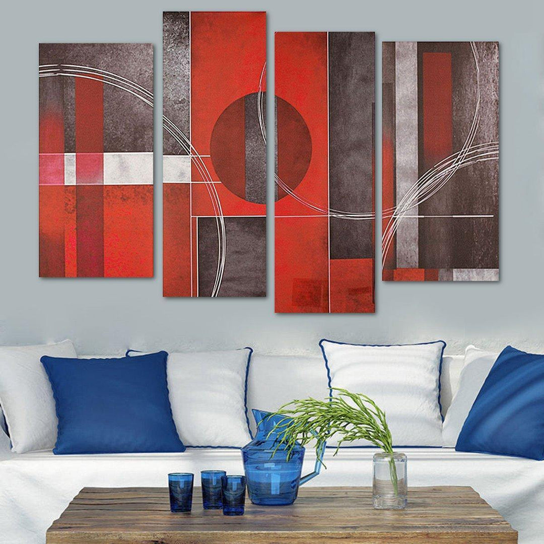 4pcs Abstract Art Red&Black Wall Oil Paintings Canvas Pictures Modern Home Decor - Trendha