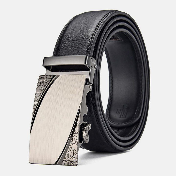 Men's Leather 110/115/120/125CM Ratchet Dress Belt With Automatic Buckle Business Jeans Suits Cowhide Belt - Trendha