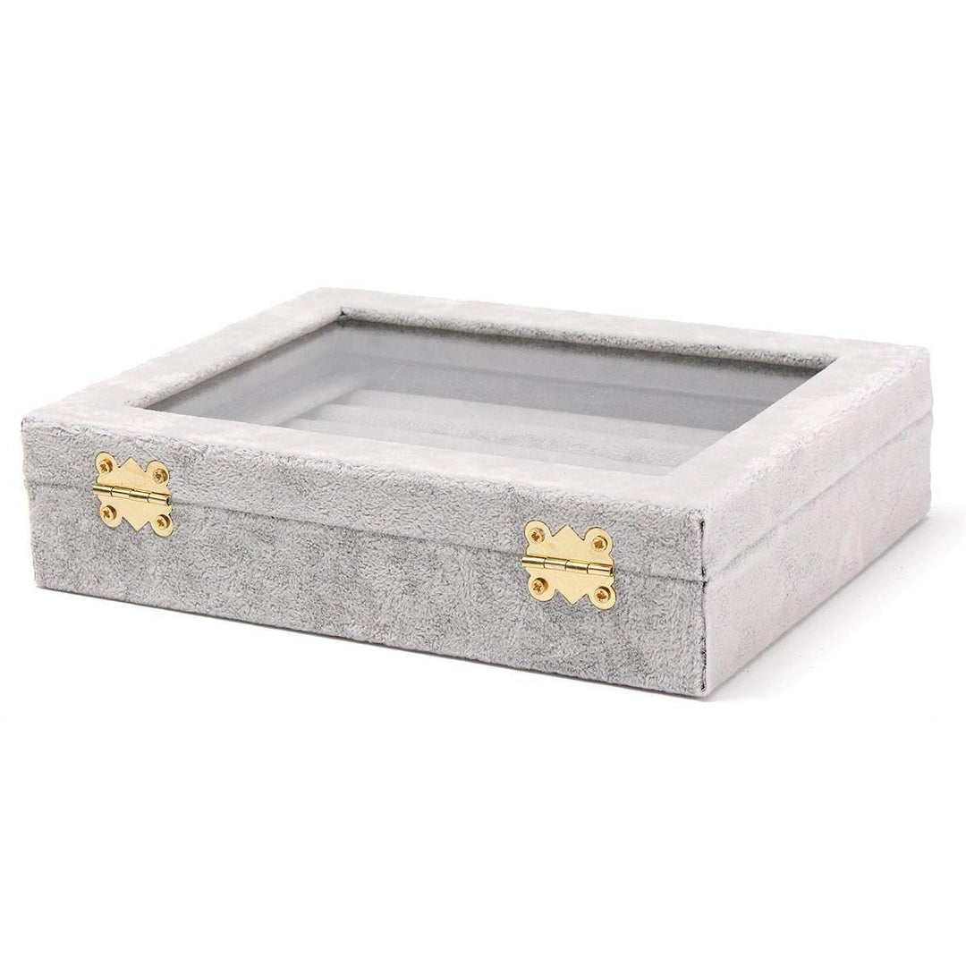 Jewelry Velvet Wood Ring Display Organizer Case Tray Holder Earring Storage Box - Trendha