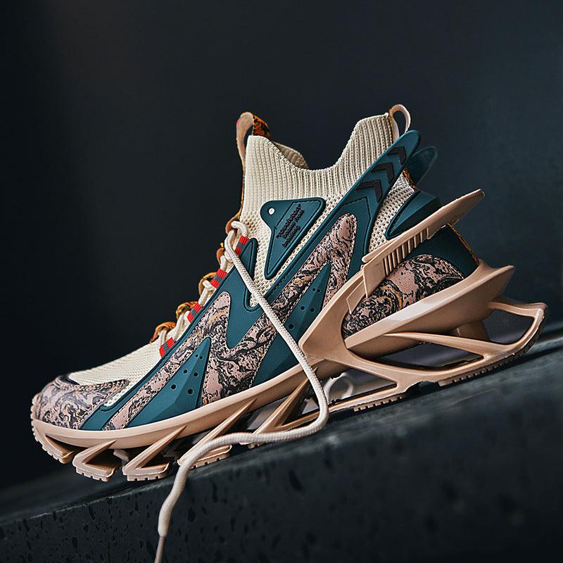 Sculpted-Sole Mesh Casual High-Top Trainers