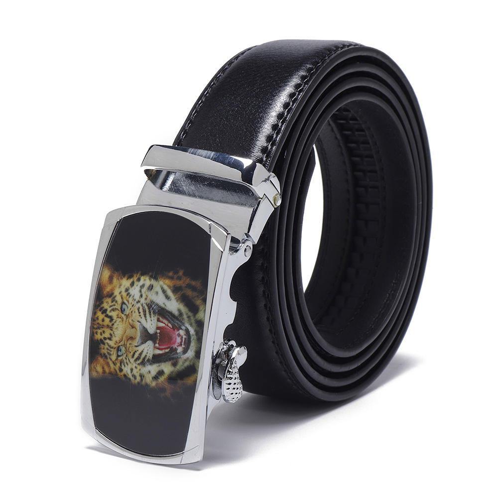 Mens Business Two-Layer Leather Alloy Automatic Buckle Belt - Trendha