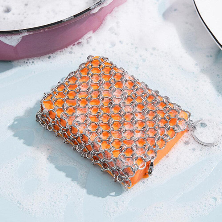 Kitchen Silicone Pot Cleaning Brush Net Square Shape Metal Stainless Steel Ring Net Brush Cleaning Tools - Trendha