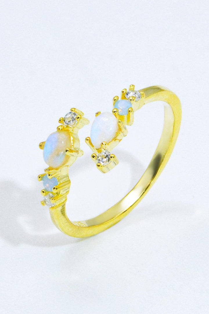 Natural Moonstone and Zircon Open Ring - Trendha